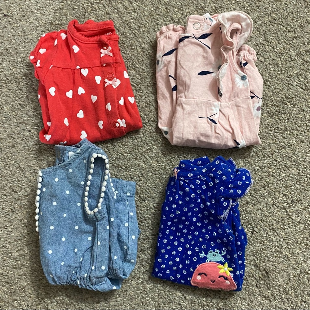 Bundle of 4 Newborn girl rompers